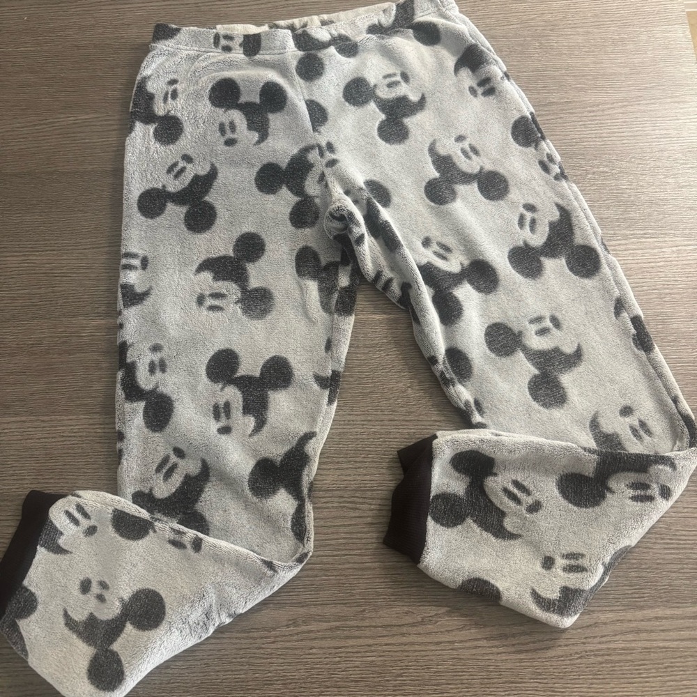 Disney Mickey Mouse Flannel Pajama Pants Sz M Medium Gray